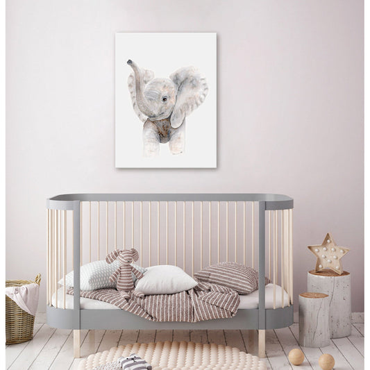 Baby Elephant Trumpet Canvas Wall Art - GreenBox Art