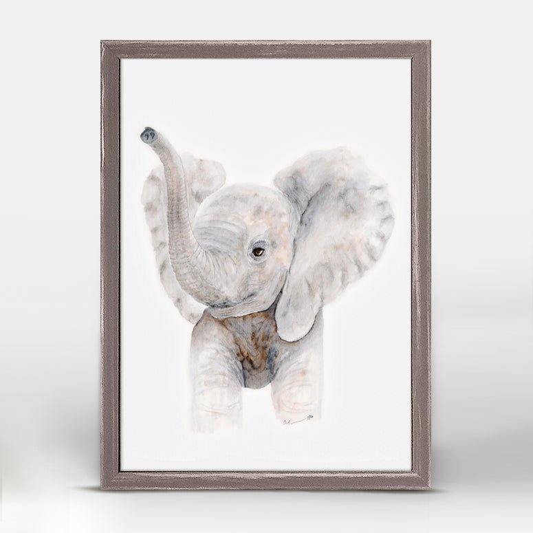 Baby Elephant Trumpet Mini Framed Canvas - GreenBox Art