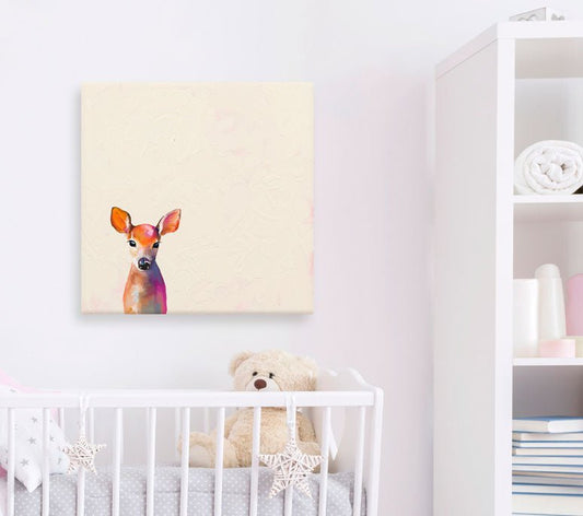 Baby Fawn Standing Canvas Wall Art - GreenBox Art