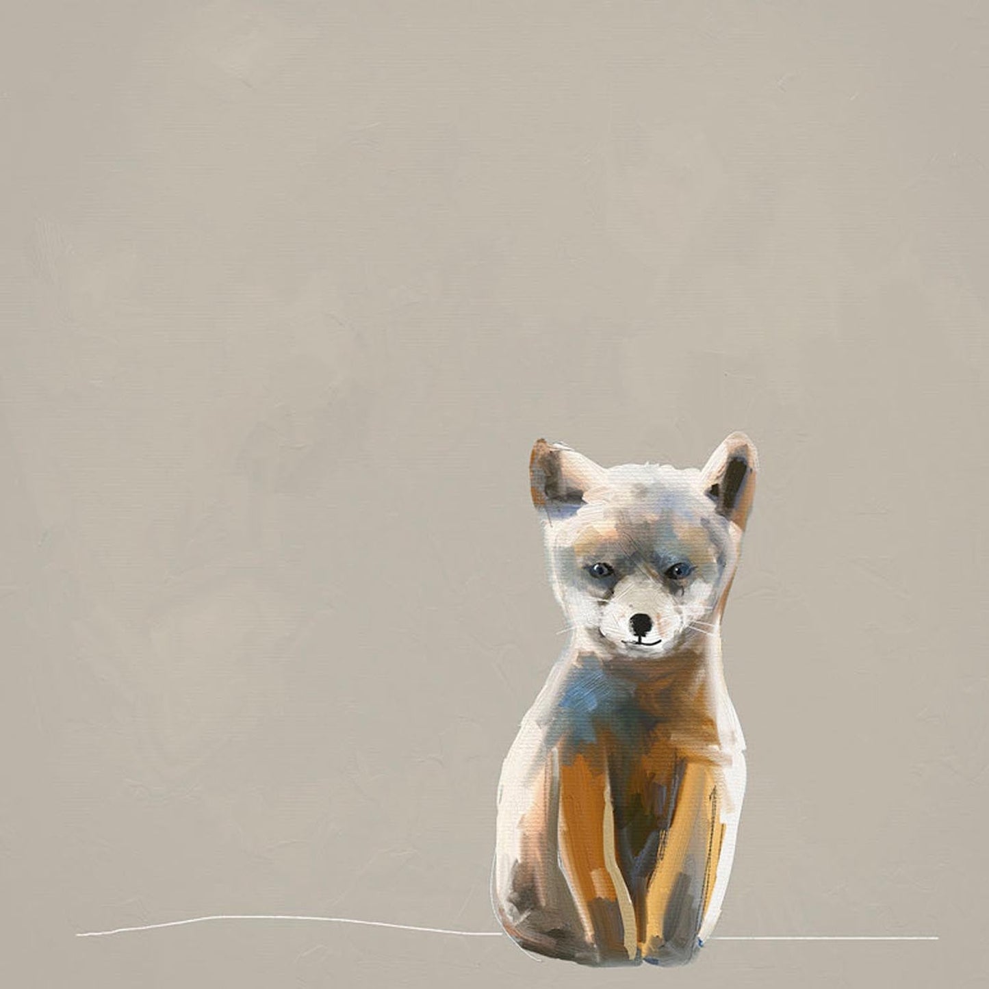 Baby Fox - Neutral Canvas Wall Art - GreenBox Art