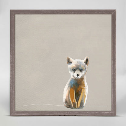 Baby Fox - Neutral Mini Framed Canvas - GreenBox Art