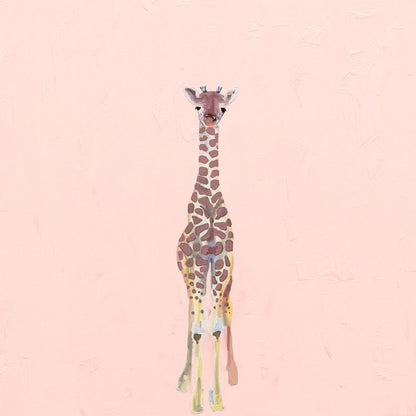 Baby Giraffe On Pink Canvas Wall Art - GreenBox Art