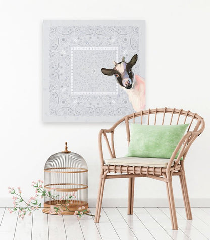 Baby Goat - Bandana Canvas Wall Art - GreenBox Art