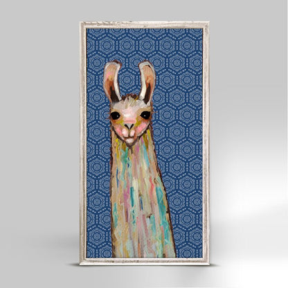 Baby Llama On Bohemian Pattern Mini Framed Canvas - GreenBox Art