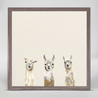 Baby Llama Trio Mini Framed Canvas - GreenBox Art