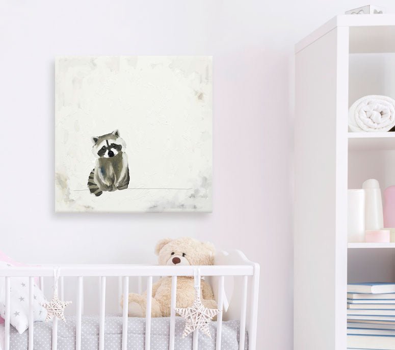 Baby Raccoon Kit Canvas Wall Art - GreenBox Art