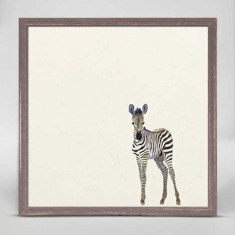 Baby Zebra - Cream Mini Framed Canvas - GreenBox Art