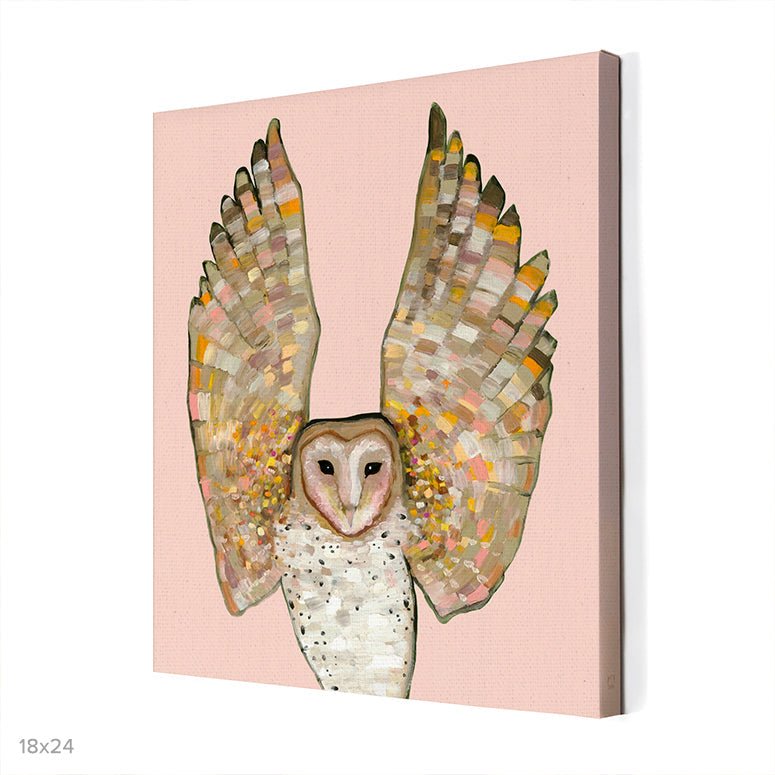 Barn Owl On Coral Canvas Wall Art - GreenBox Art