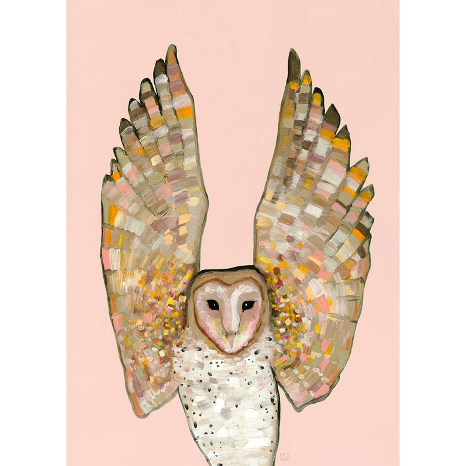 Barn Owl On Coral Canvas Wall Art - GreenBox Art