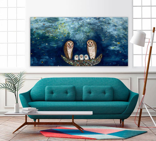 Barn Owl Treasure Nest Canvas Wall Art - GreenBox Art