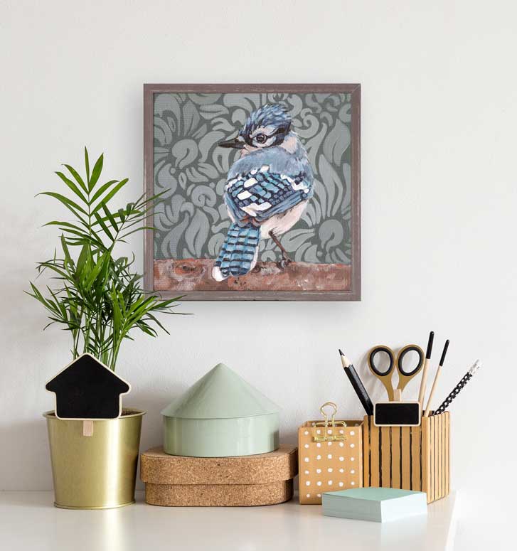 Baroque Blue Jay Mini Framed Canvas - GreenBox Art