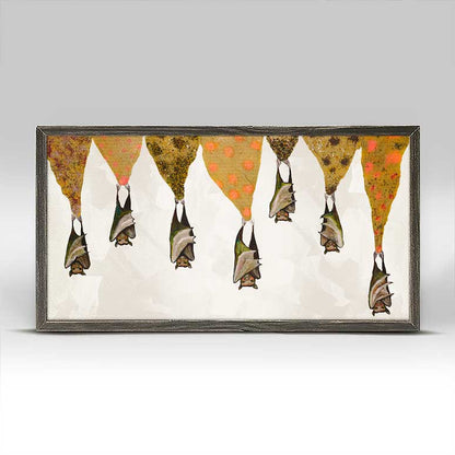 Bats On Sparkly Stalactites - Cream Mini Framed Canvas - GreenBox Art