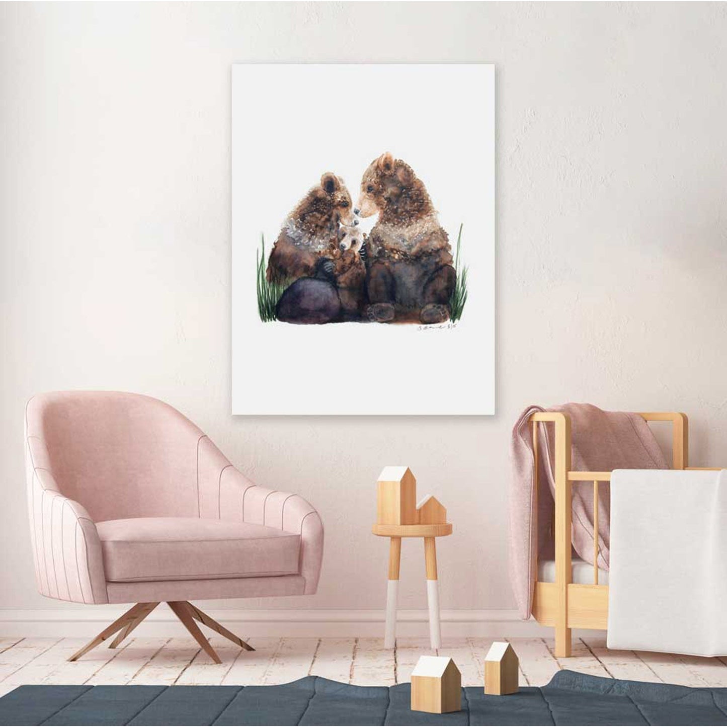 Bear Family Canvas Wall Art - GreenBox Art