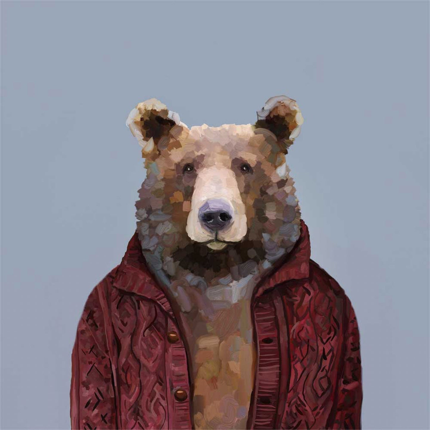 Bears Wear Cardigans Canvas Wall Art - GreenBox Art