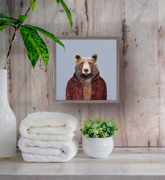 Bears Wear Cardigans Mini Framed Canvas - GreenBox Art