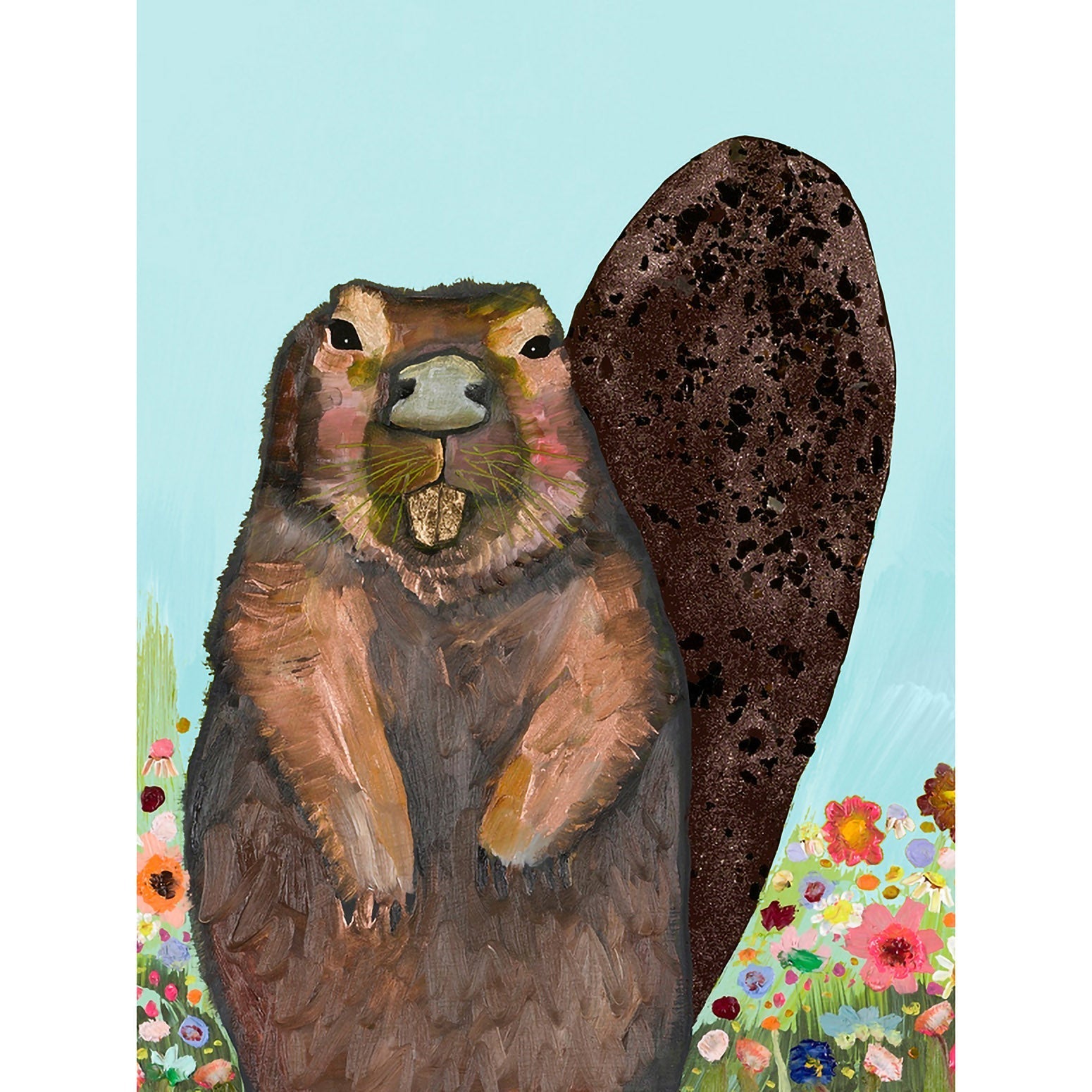 Beaver With Gold Tooth Canvas Wall Art - GreenBox Art