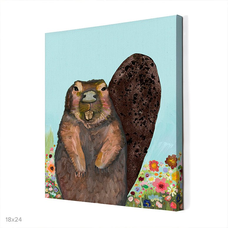 Beaver With Gold Tooth Canvas Wall Art - GreenBox Art