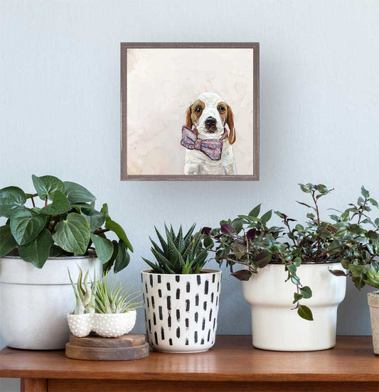 Best Friend - Baby Beagle In A Bowtie Mini Framed Canvas - GreenBox Art