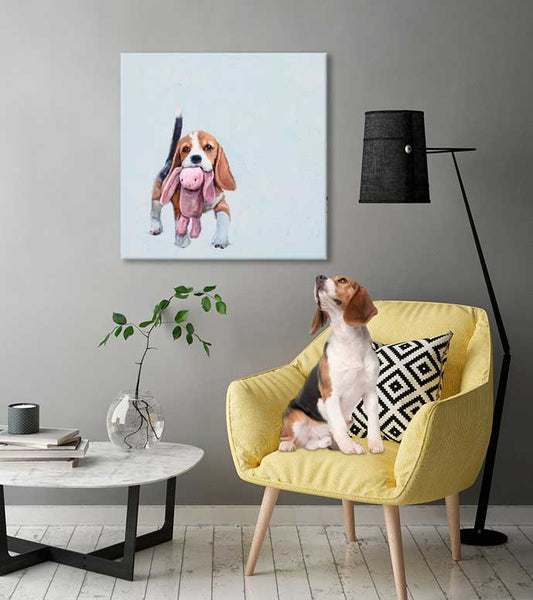 Best Friend - Beagle And Bunny Canvas Wall Art - GreenBox Art