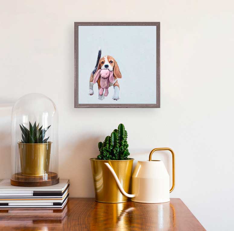 Best Friend - Beagle And Bunny Mini Framed Canvas - GreenBox Art