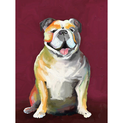 Best Friend - Bulldog On Maroon Canvas Wall Art - GreenBox Art