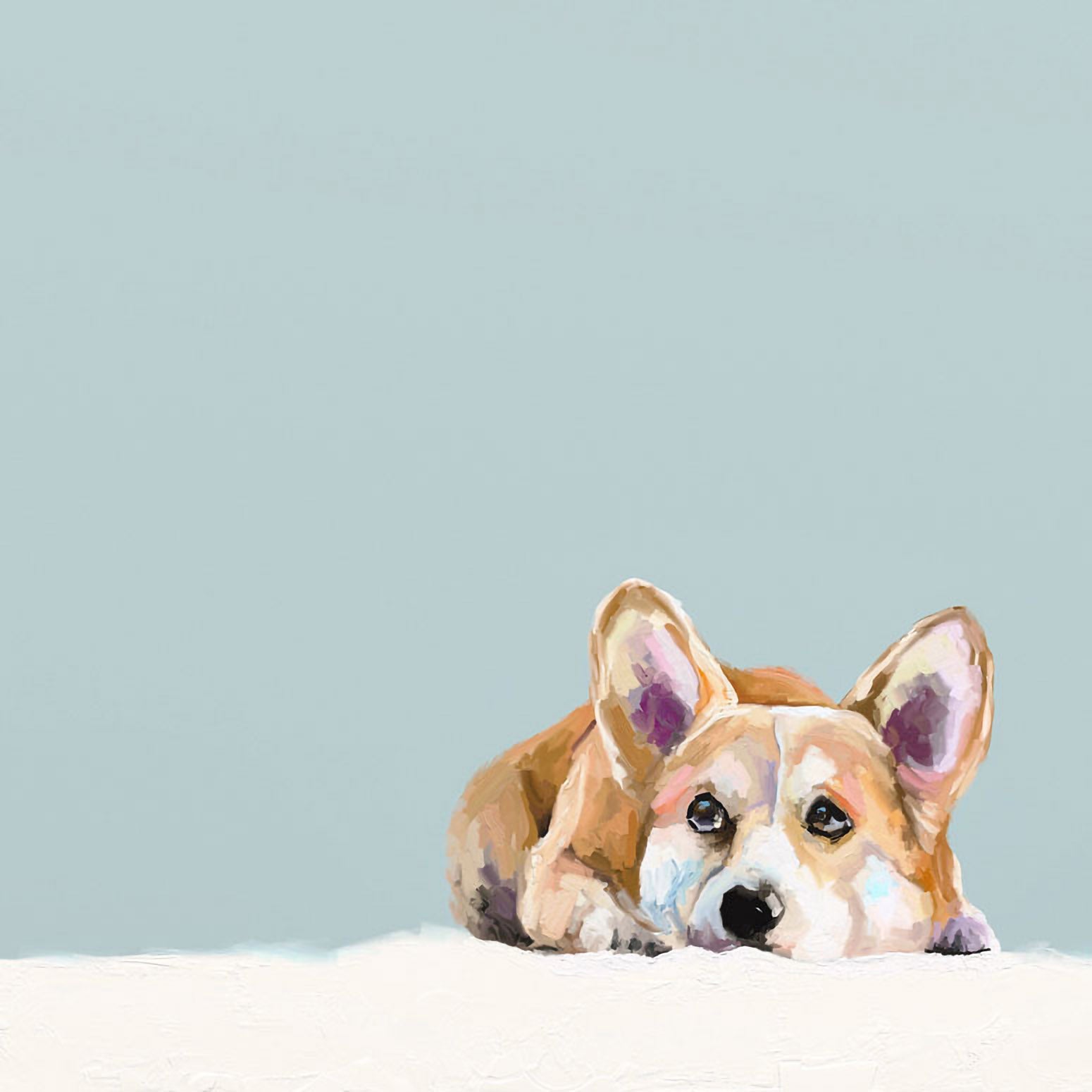 Best Friend - Contemplative Corgi Canvas Wall Art - GreenBox Art