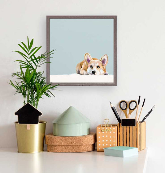 Best Friend - Contemplative Corgi Mini Framed Canvas - GreenBox Art