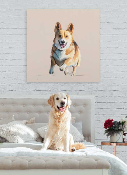 Best Friend - Corgi On The Run Canvas Wall Art - GreenBox Art