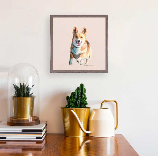 Best Friend - Corgi On The Run Mini Framed Canvas - GreenBox Art