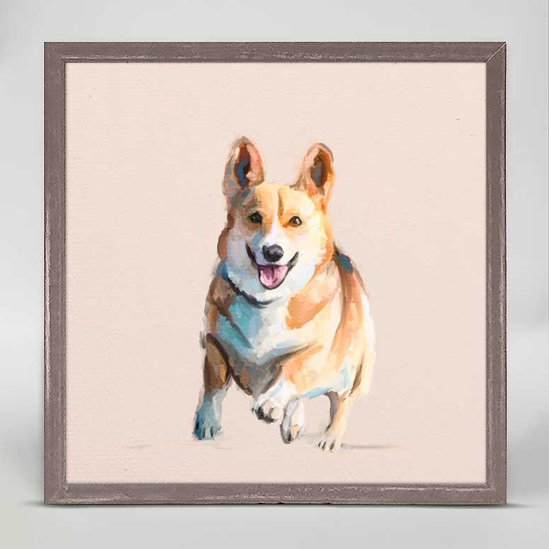 Best Friend - Corgi On The Run Mini Framed Canvas - GreenBox Art