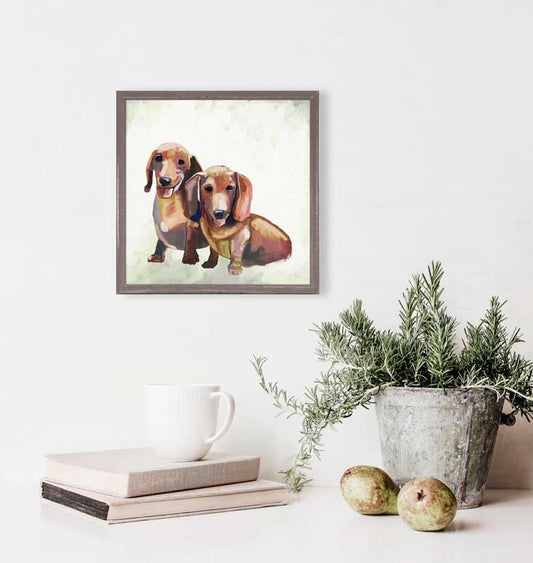 Best Friend - Dachshund Duo Mini Framed Canvas - GreenBox Art