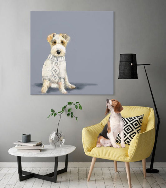 Best Friend - Dog In Sweater Canvas Wall Art - GreenBox Art