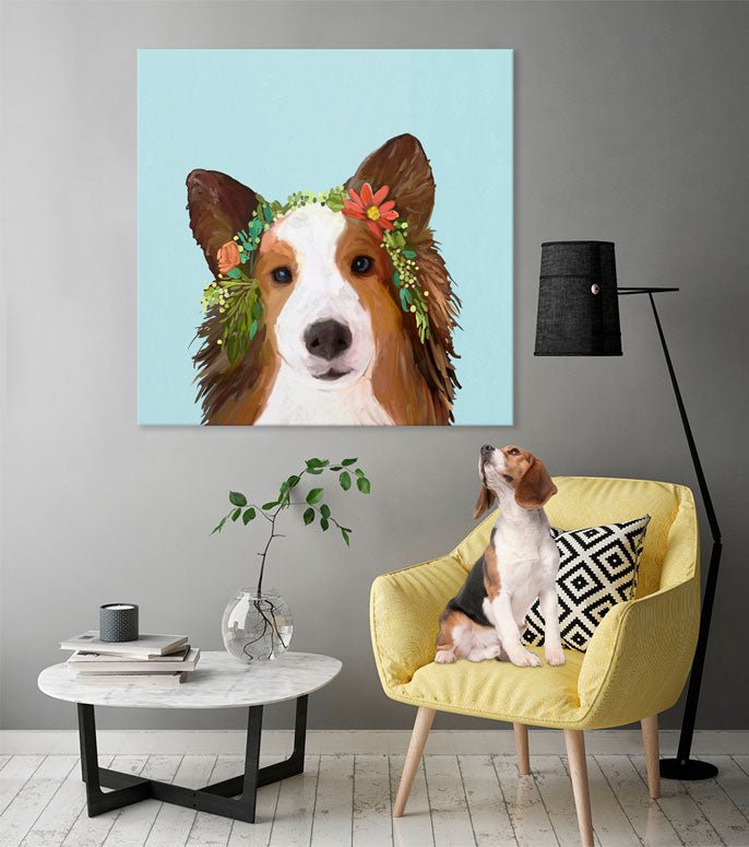 Best Friend - Floral Shetland Canvas Wall Art - GreenBox Art