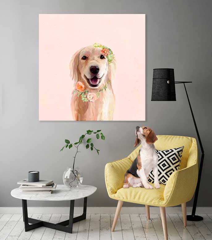 Best Friend - Golden Flowers Canvas Wall Art - GreenBox Art