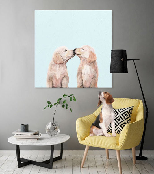 Best Friend - Golden Pup Kisses Canvas Wall Art - GreenBox Art