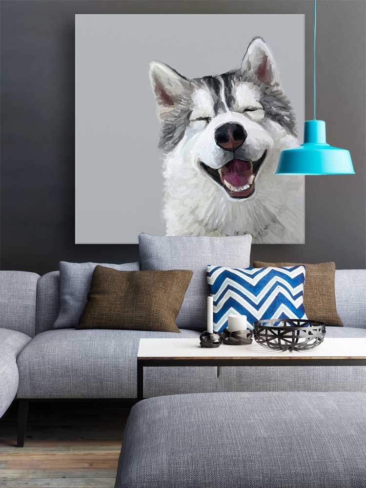 Best Friend - Happy Husky Canvas Wall Art - GreenBox Art