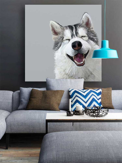 Best Friend - Happy Husky Canvas Wall Art - GreenBox Art