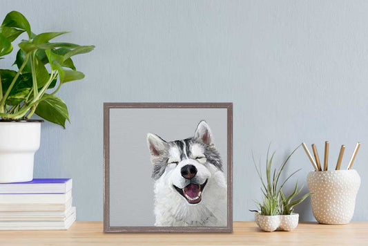 Best Friend - Happy Husky Mini Framed Canvas - GreenBox Art