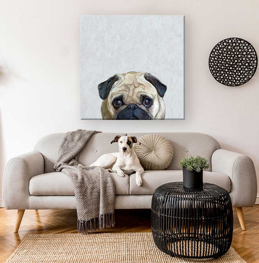 Best Friend - Hugs Needed Pug Canvas Wall Art - GreenBox Art