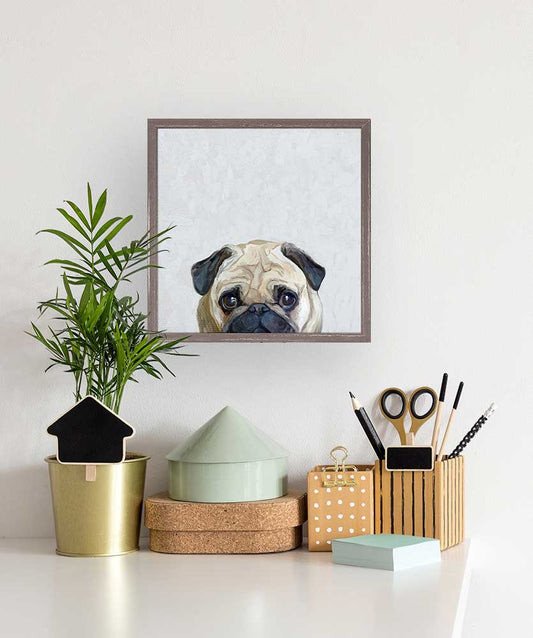 Best Friend - Hugs Needed Pug Mini Framed Canvas - GreenBox Art