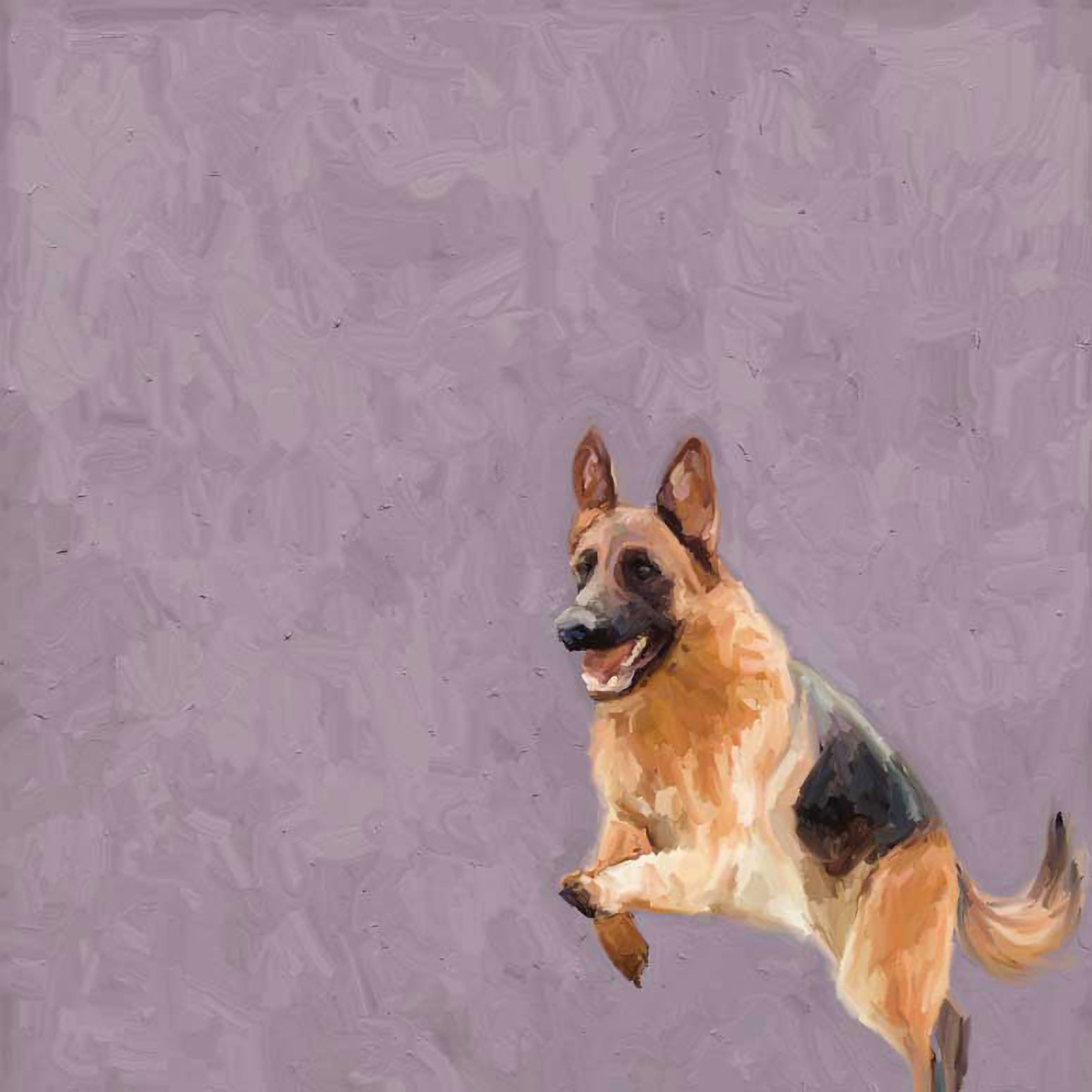 Best Friend - Jumping German Shepherd Canvas Wall Art - GreenBox Art