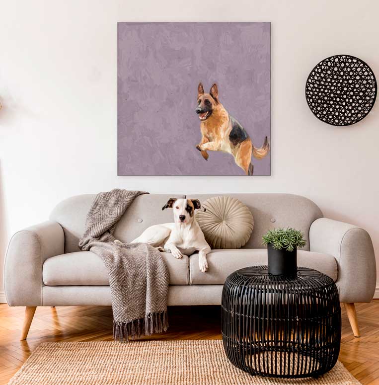 Best Friend - Jumping German Shepherd Canvas Wall Art - GreenBox Art