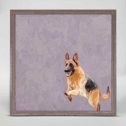 Best Friend - Jumping German Shepherd Mini Framed Canvas - GreenBox Art