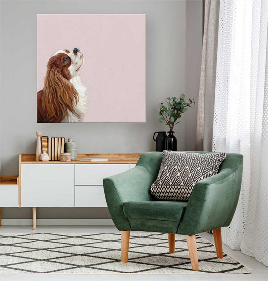 Best Friend - Looking Up Cavalier Canvas Wall Art - GreenBox Art