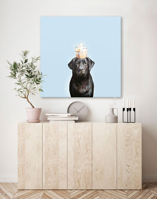 Best Friend - Party Black Lab Canvas Wall Art - GreenBox Art