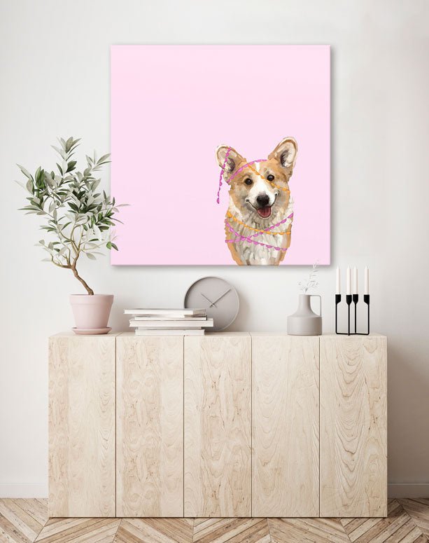 Best Friend - Party Corgi Canvas Wall Art - GreenBox Art