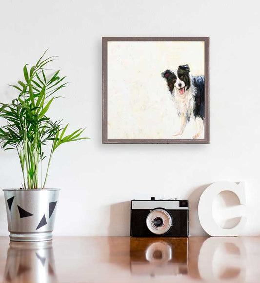 Best Friend - Peeking Border Collie Mini Framed Canvas - GreenBox Art