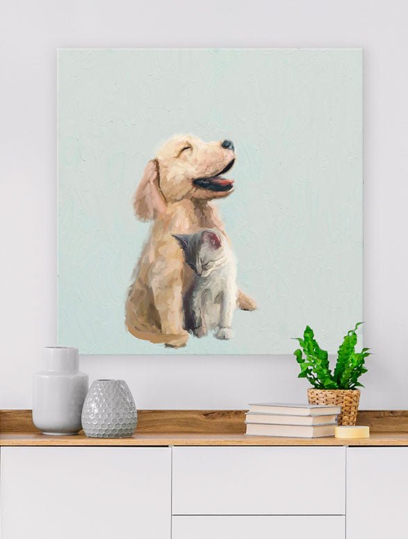 Best Friend - Pup & Kit Canvas Wall Art - GreenBox Art