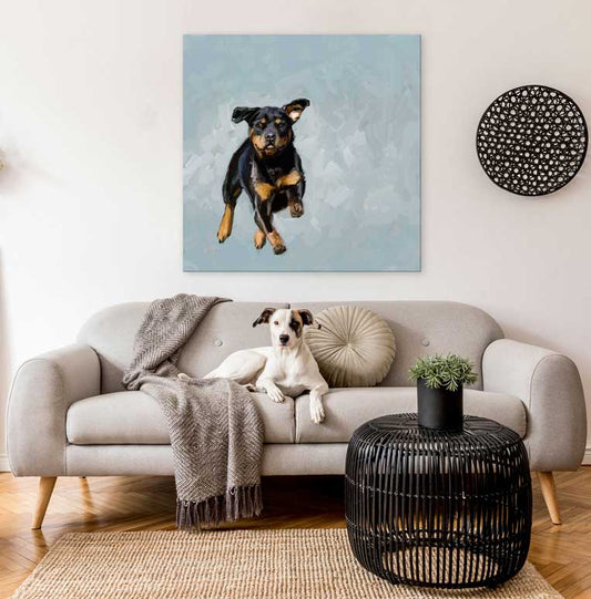 Best Friend - Running Rottweiler Canvas Wall Art - GreenBox Art