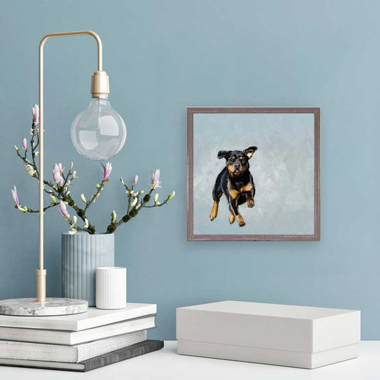 Best Friend - Running Rottweiler Mini Framed Canvas - GreenBox Art
